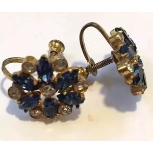 Sterling Victorian Crystal Star Earrings Snap Ons